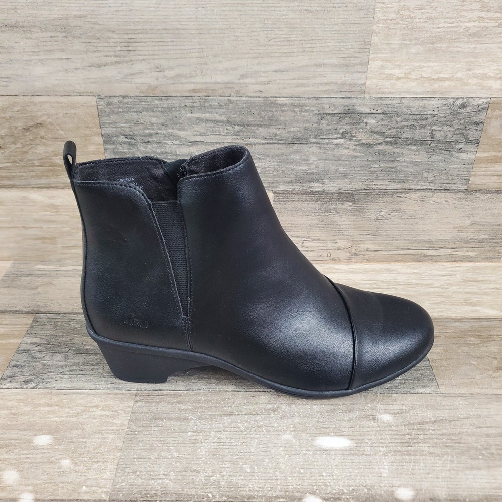 JBU by Jambu Gemma Womens Ankle Boots Sz 9 M Block Heel Black Leather Side Zip